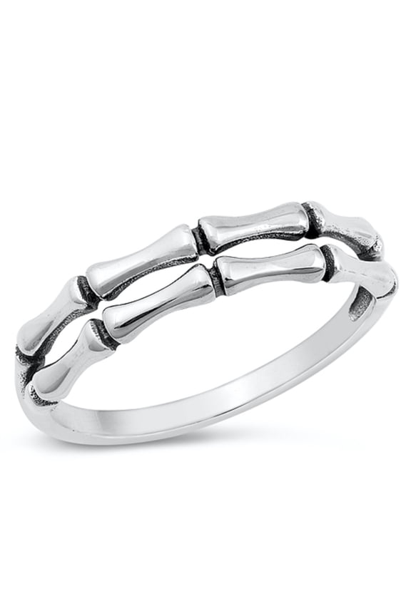 Sterling Silver Double Bamboo Band Ring Size 8