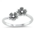 thumbnail image 1 of All in Stock Sterling Silver Double Flower Ring Size 7, 1 of 3