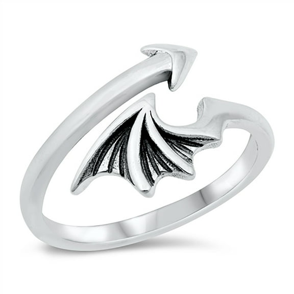All in Stock Sterling Silver Dragon Wing and Tail Ring Size 8
