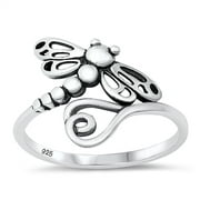 All in Stock Sterling Silver Dragonfly Heart Ring Size 7