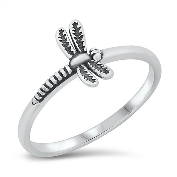 All in Stock Sterling Silver Dragonfly Ring Size 7