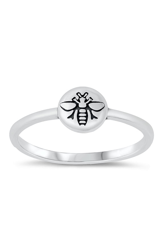 Sterling Silver Engraved Bee Ring Size 6