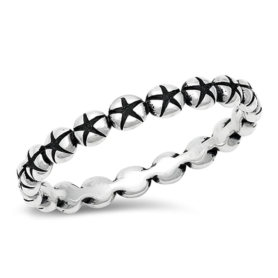 All in Stock Sterling Silver Eternal Stars Band Ring Size 8
