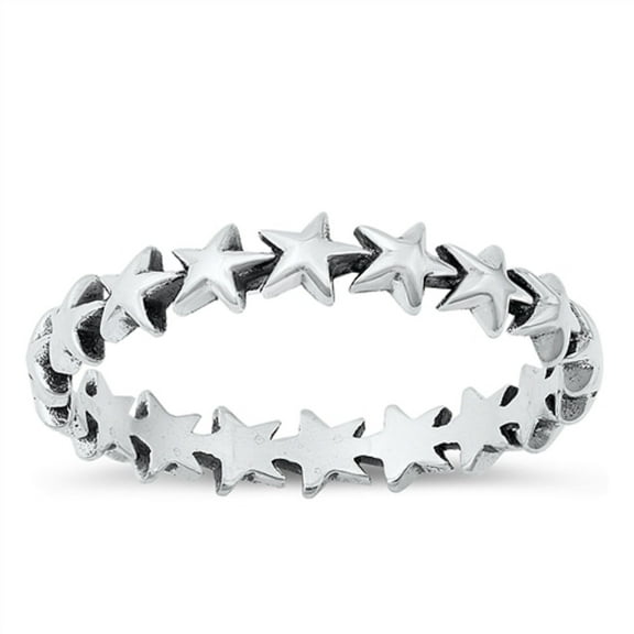 All in Stock Sterling Silver Eternity Star Ring size 10