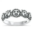thumbnail image 1 of All in Stock Sterling Silver Face of Sleeping Sun Ring Size 6, 1 of 3