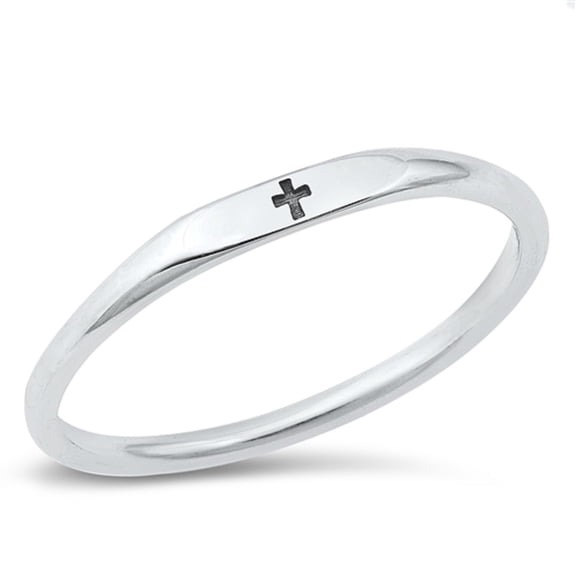 All in Stock Sterling Silver Faith Cross Ring Size 4