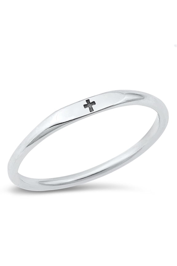 Sterling Silver Faith Cross Ring Size 4
