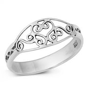 All in Stock Sterling Silver Fashion Filigree Ring Size 9