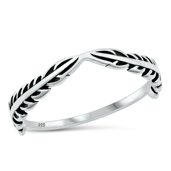 All in Stock Sterling Silver Fern Leaves Ring Size 8