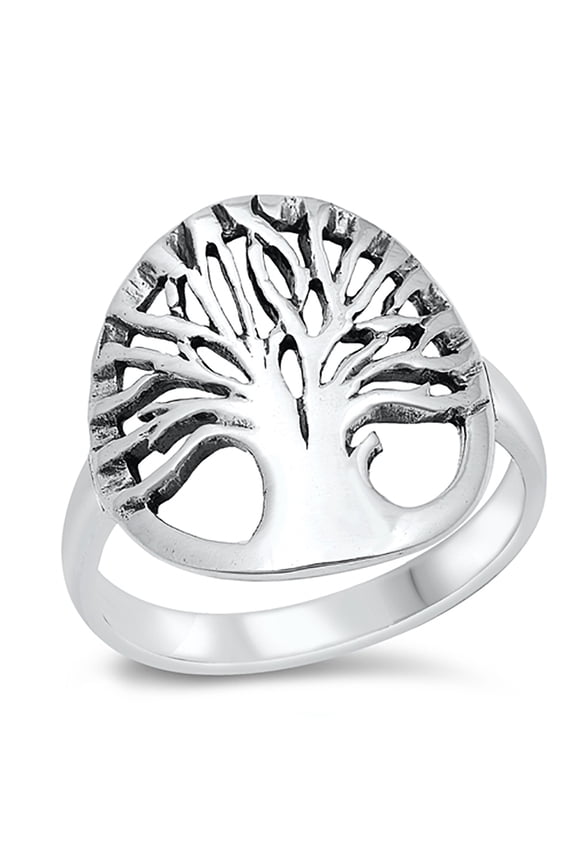 Sterling Silver Giant Tree of Life Ring Size 10