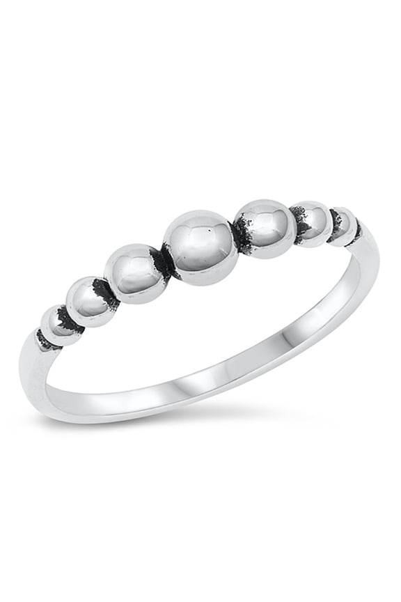Sterling Silver Graduated Beads Ring Size 9