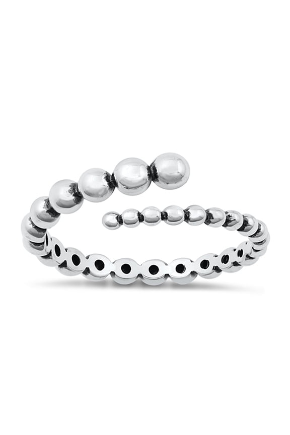 Sterling Silver Graduated Beads Wrap Ring Size 5