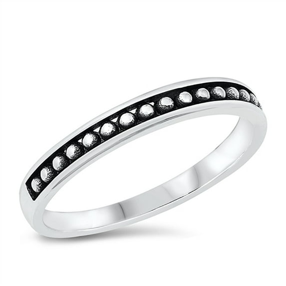 All in Stock Sterling Silver Half Way Channel Beaded Ring Size 6