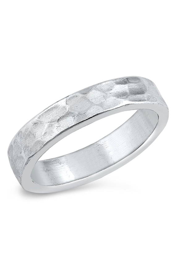 Sterling Silver Hammered Band Ring Size 10