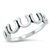All in Stock Sterling Silver Horseshoes Design Ring Size 8