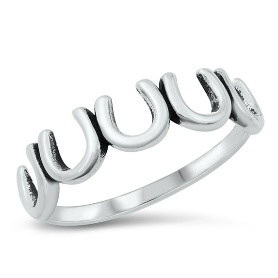 All in Stock Sterling Silver Horseshoes Design Ring Size 9