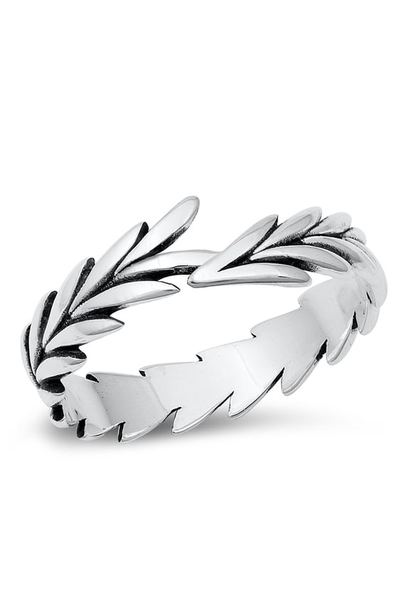 Sterling Silver Leaves Band Ring Size 8
