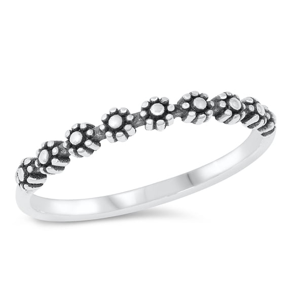 All in Stock Sterling Silver Little Flowers Stackable Ring Size 5