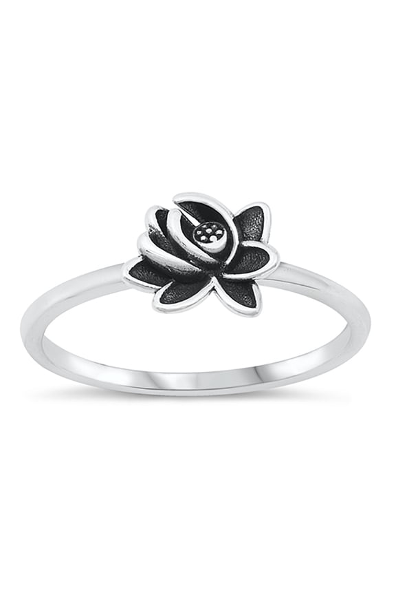 Sterling Silver Lotus Flower Ring Size 4