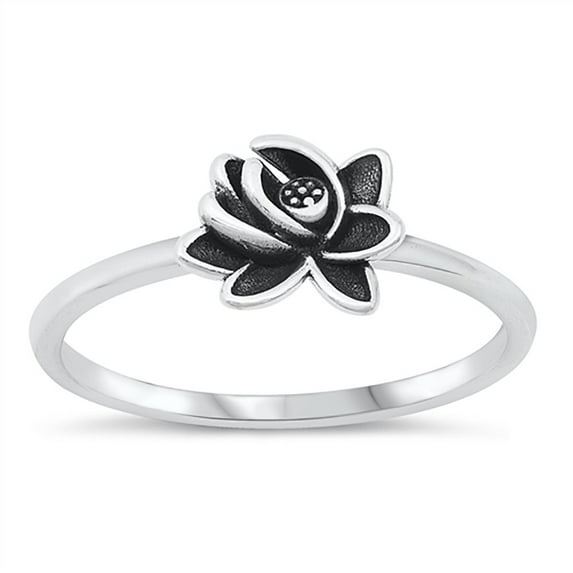 All in Stock Sterling Silver Lotus Flower Ring Size 8