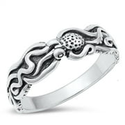 All in Stock Sterling Silver Octopus Tentacles Ring Size 9