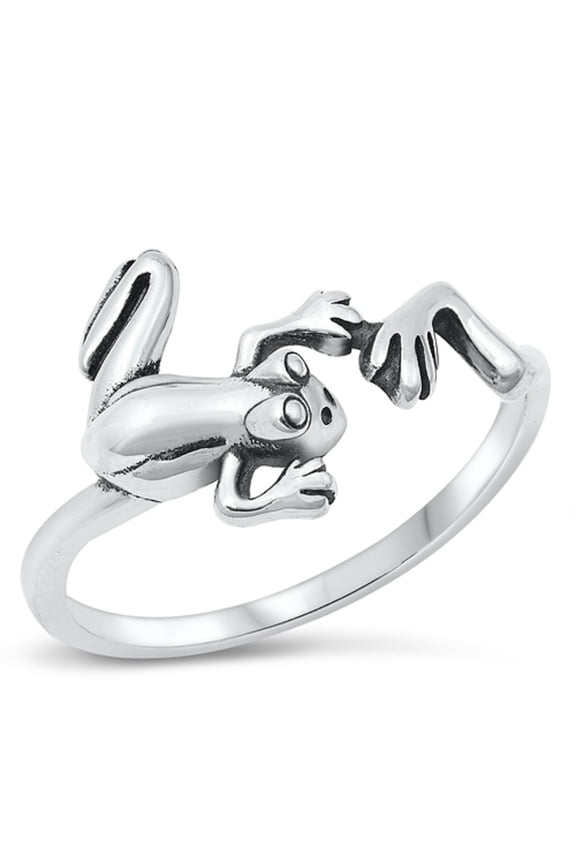 Sterling Silver Open Eyes Frog Ring Size 9