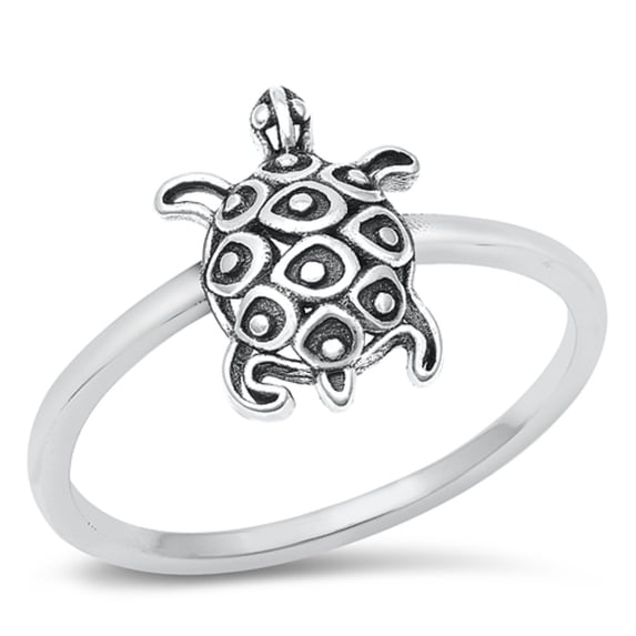 All in Stock Sterling Silver Open Leopard Turtle Ring Size 10