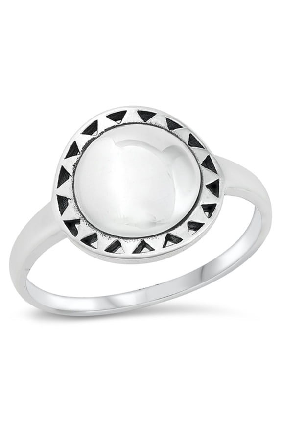 Sterling Silver Plain Giant Sun Ring Size 4