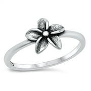 All in Stock Sterling Silver Plumeria Flower Ring Size 6