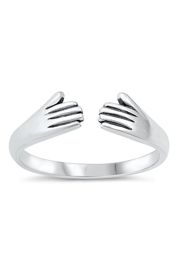 Sterling Silver Praying Hands Ring Size 8