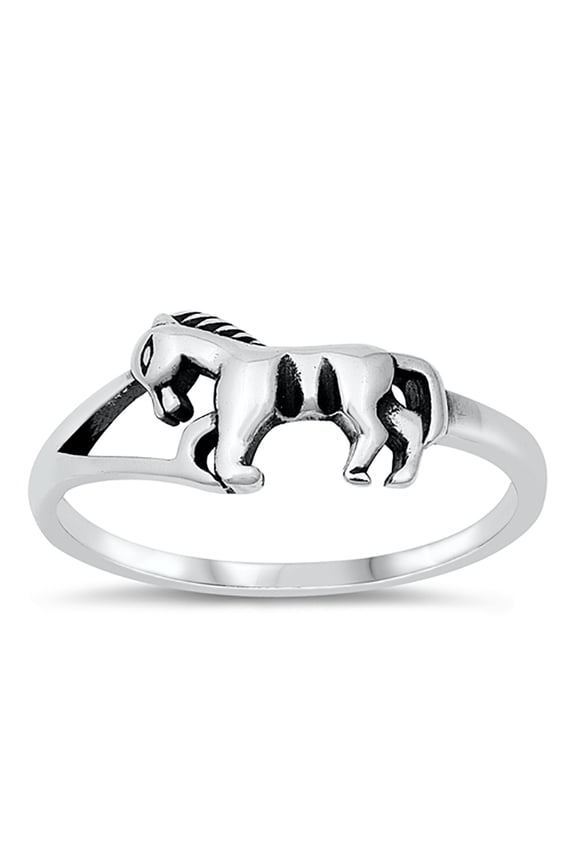 Sterling Silver Racing Horse Ring Size 4