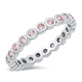 thumbnail image 1 of All in Stock Sterling Silver Round Pink Cubic Zirconia Eternity Band Ring Size 5, 1 of 3