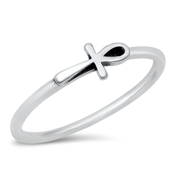 All in Stock Sterling Silver Sideways Ankh Cross Ring Size 5