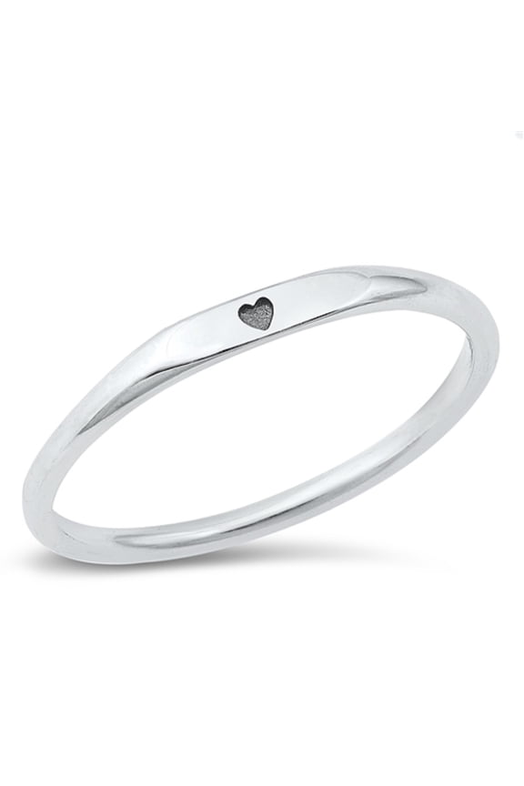 Sterling Silver Stackable Engraved Heart Ring Size 10