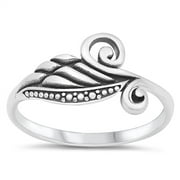 All in Stock Sterling Silver Swirl Design Mountain Ring Size 5