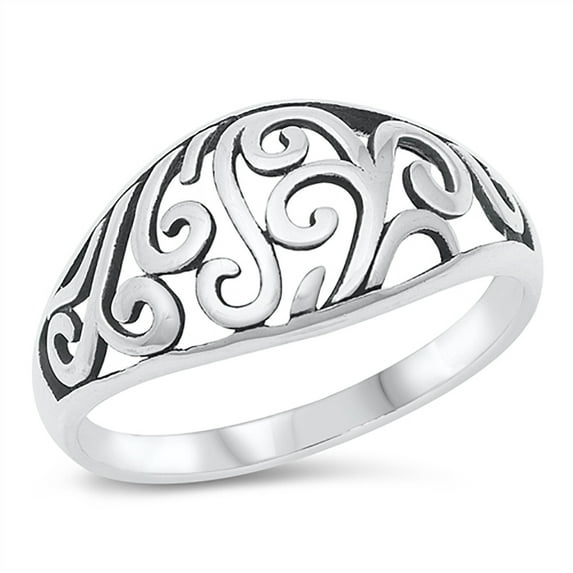 All in Stock Sterling Silver Swirl Fashion Ring Size 4