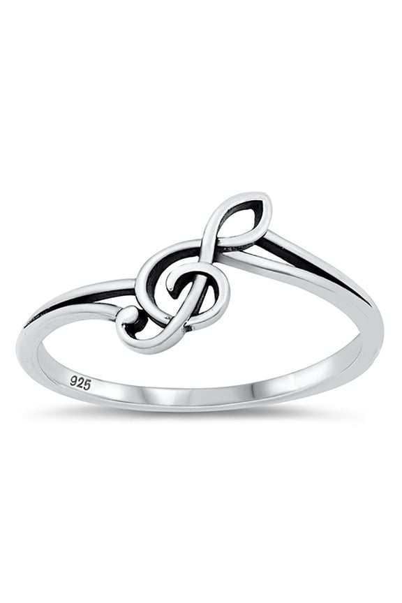 Sterling Silver Treble Clef Ring Size 6