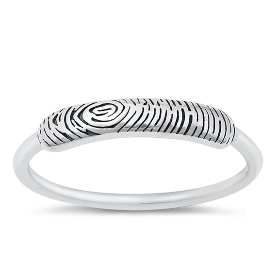 All in Stock Sterling Silver Tree Print Ring Size 10