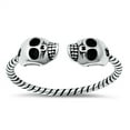thumbnail image 1 of All in Stock Sterling Silver Twin Skulls Rope Band Ring Size 8, 1 of 3