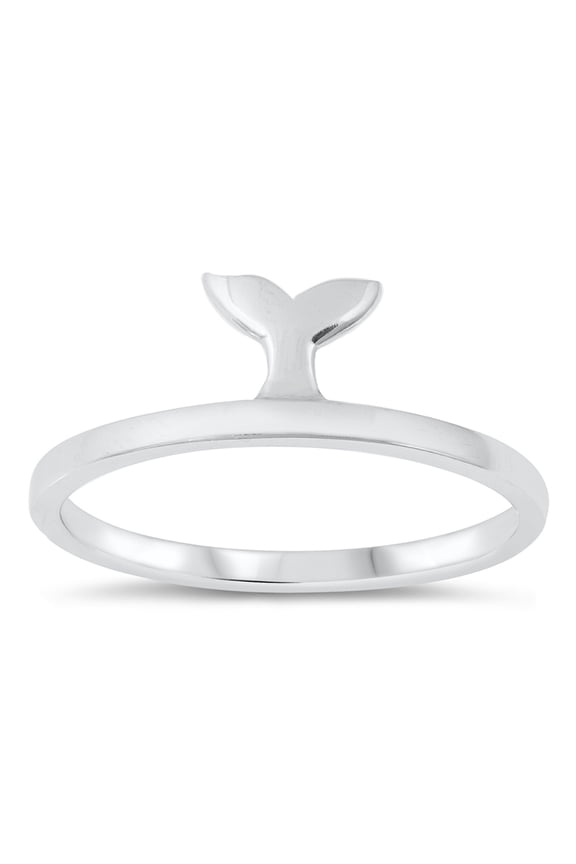 Sterling Silver Whale Tail Ring Size 6