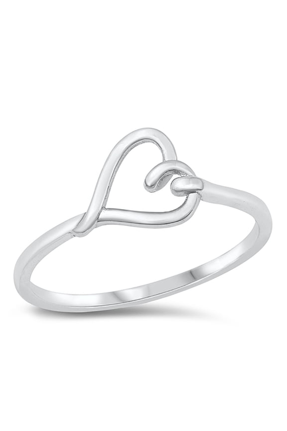 Sterling Silver Wire Knot Heart Ring Size 6
