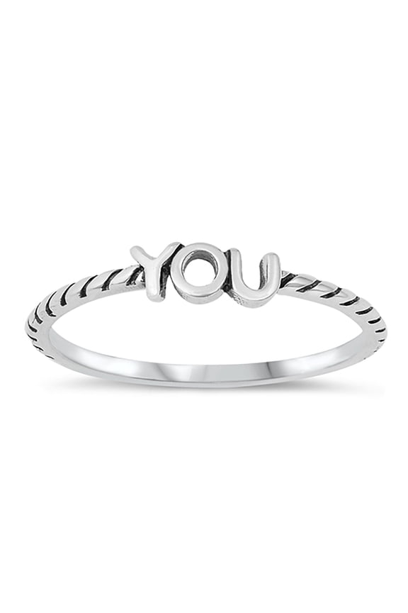 Sterling Silver Word You Rope Band Ring Size 7