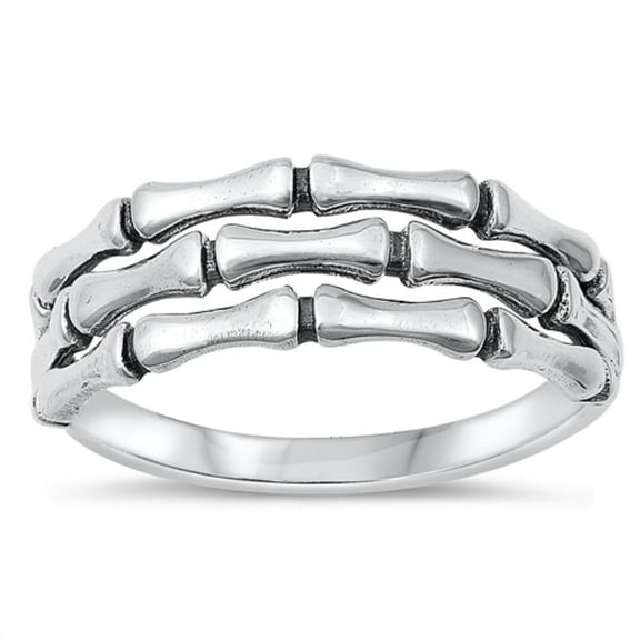 All in Stock Sterling Silver Wrap Around Bamboo Ring Size 5