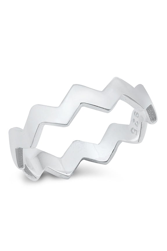 Sterling Silver Zig Zag Band Ring Size 8