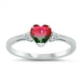 thumbnail image 1 of All in Stock Watermelon Simulated Tourmaline Cubic Zirconia Promise of Love Heart Ring Sterling Silver Size 9, 1 of 3