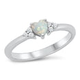 thumbnail image 1 of All in Stock White Simulated Opal Cubic Zirconia Heart Promise Ring Sterling Silver Size 6, 1 of 3