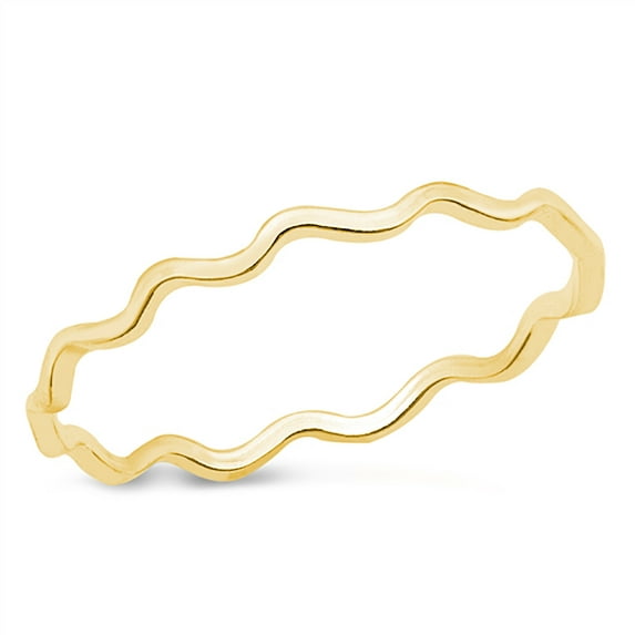 All in Stock Yellow Gold-Tone Plated Sterling Silver Wavy Stackable Ring Size 10