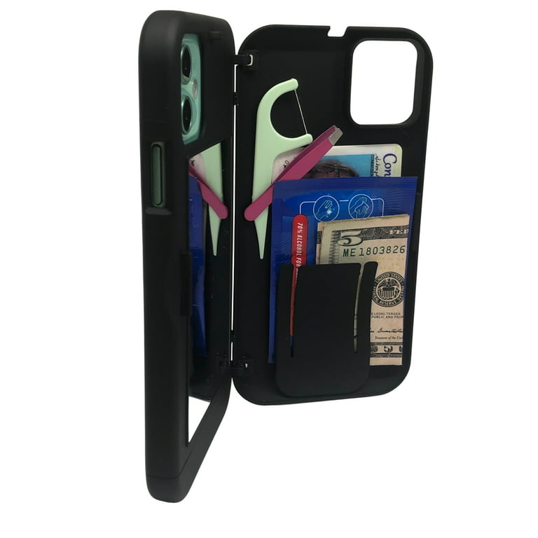 All in case - iPhone XR and iPhone 11 Wallet Storage Case - Card Holder -  with Mirror and Attachable Strap