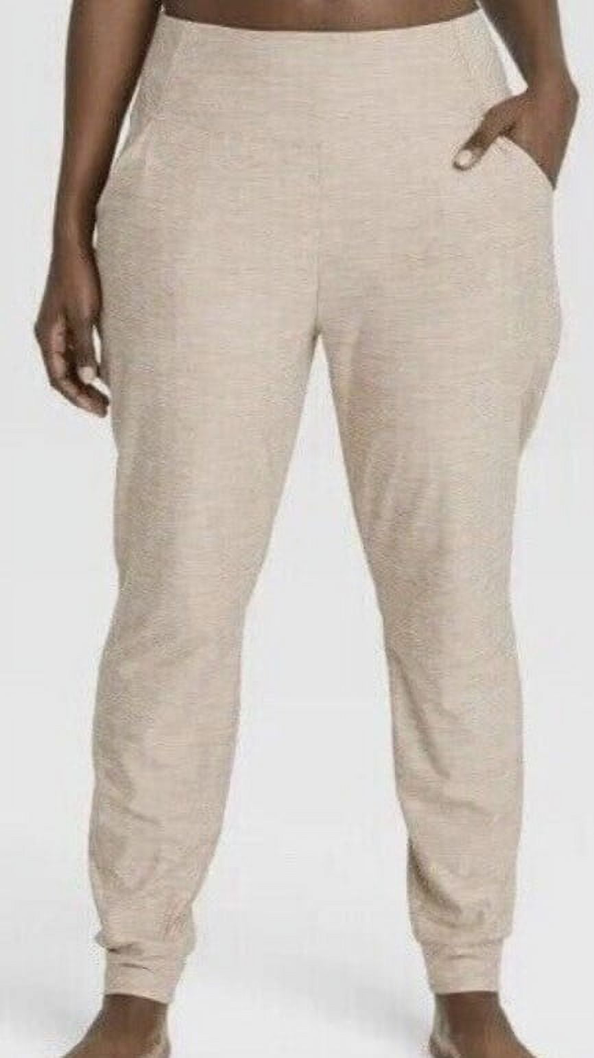 All in motion women s mid rise knit jogger pants Color Heathered Beige Size 4X