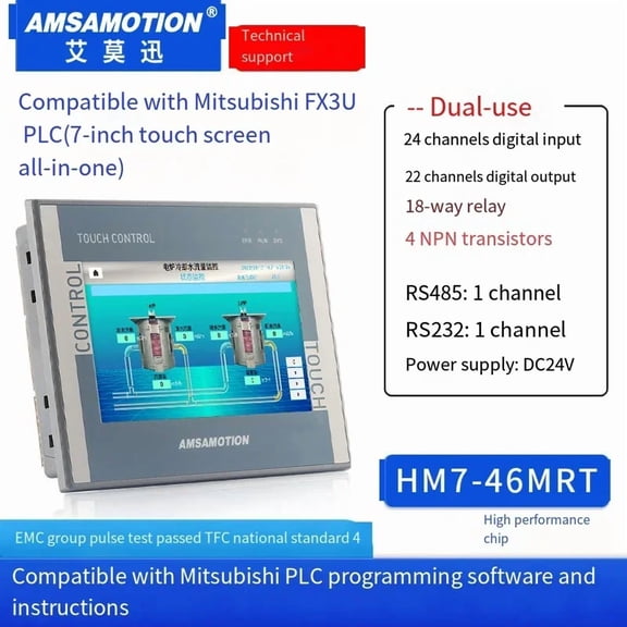 All-in-one Integrator Controller of HMI PLC Ethernet Touch Operate Panel Transistor Relay Analog PT100 HM7A-32MRT HM7A-32MR